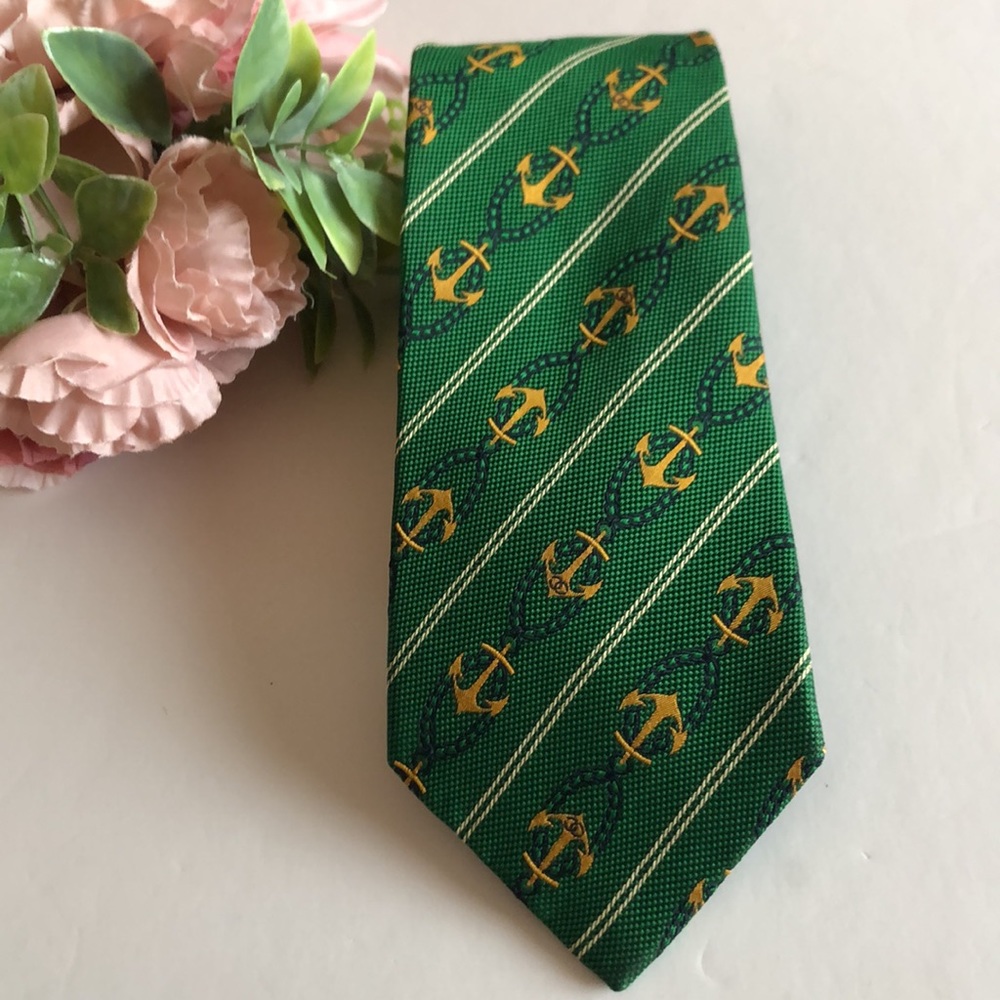 Chanel Green Anchor Tie Vintage CHANEL MENSWEAR TIE GREEN ANCHOR